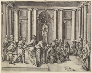 Christus unter den Schriftgelehrten von Battista Franco