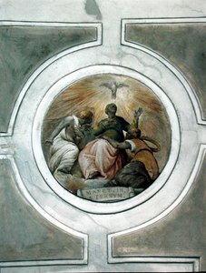 Darstellung einer der Tugenden (Detail) aus der Decke der Grimani-Kapelle (Fresko) von Battista Franco