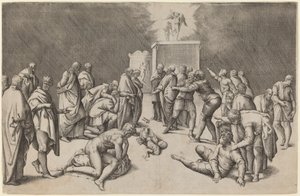 Die Bundeslade im Tempel des Dagon von Battista Franco