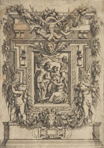 Ein junger Mann bietet einer sitzenden Frau seine Hand an, eine andere Frau steht zwischen ihnen, ca. 1540-80 von Battista del Moro