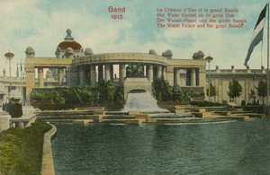 Der Wasserpalast und das Große Becken, Gent, 1913. Postkarte von 1913. von Belgian Photographer