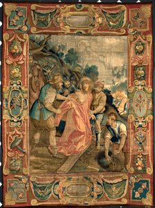 Christus wird seiner Kleider beraubt. Wandteppich aus den Brüsseler Manufakturen. 16. Jahrhundert Genua, Musei di Strada Nuova