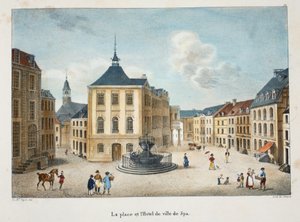 Der Platz und das Rathaus von Spa, ca. 1895 von Belgian School