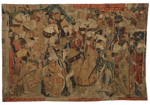 Wandteppich, Alexander der Große empfängt die Unterwerfung der Könige von Zypern, möglicherweise aus Tournai von Belgian School
