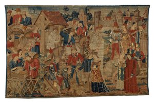 Wandteppich mit Weinlesern, aus Tournai, ca. 1460-70 (Wolle)