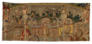 Wandteppichfragment, das ein Wunder des Heiligen Sakraments darstellt, hergestellt in Tournai, Belgien von Belgian School
