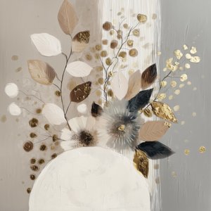 Goldenes abstraktes Blumenmotiv von Bella Eve