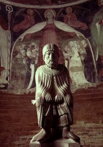 Januar, aus einem Statuenkalender der Monatsarbeiten, ca. 1200 (Stein)
