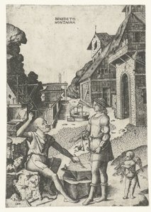Apollo mit Cupido bei Vulkan von Benedetto Montagna