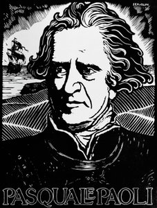 Porträt von Pasquale Paoli, korsischer Staatsmann, General und Patriot (Holzschnitt) von Benedetto Servolini
