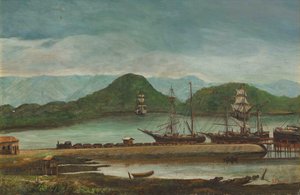 Hafen von Santos, SP, 1888 von Benedito Calixto