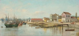 Hafen von Bispo, Santos, SP, vom Meer aus gesehen, 1887 von Benedito Calixto