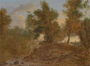 Eine Landschaft bei Wick, Gloucestershire, unterhalb der Felsen