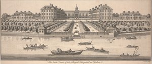 Die Rückseite des Royal Hospital in Chelsea, veröffentlicht 1756 von Benjamin Cole