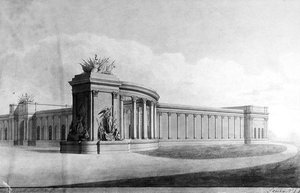 Perspektivische Ansicht eines Eingangspfeilers am Haus von Benjamin Dean Wyatt
