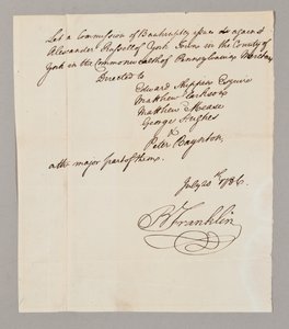 Konkurskommission, 20. Juli 1786 von Benjamin Franklin