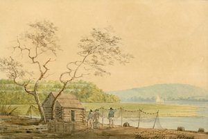 Blick vom Packet Wharf in Frenchtown auf Elk Creek, 1806