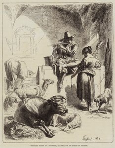 Hirte, der an einem Brunnen sitzt von Benjamin Herring