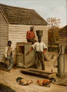 Hahnenkampf im Hof, 1860 von Benjamin J. Severance