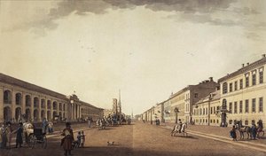 Blick auf den Newski-Prospekt in der Nähe des Gostiny Dvor in Sankt Petersburg, 1799 von Benjamin Paterssen