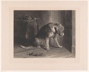 Hund wartet an einer Tür von Benjamin Phelps Gibbon