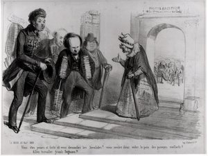 Dumas, Hugo und Balzac suchen ihre Aufnahme in die Französische Akademie, Illustration aus 