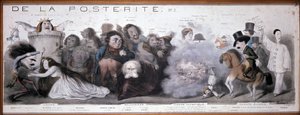 Le grand chemin de la postérité: Darstellung von Tragödie und Komödie (Dorval, etc...) - Lithographie von Benjamin Roubaud, Maison de Balzac, Paris
