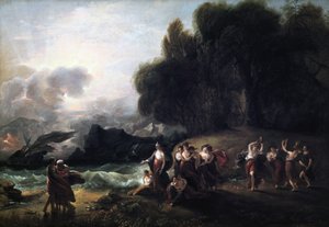 Kalypsos Empfang von Telemachus und Mentor