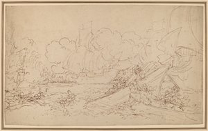 Studie für Die Schlacht von La Hogue (recto) von Benjamin West