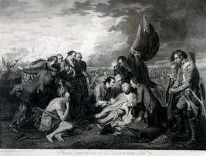 Der Tod von General Wolfe (1727-59) 1759, gestochen von Augustin Legrand (Stich) von Benjamin West