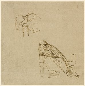 Zwei Skizzen einer weinenden Frau von Benjamin West