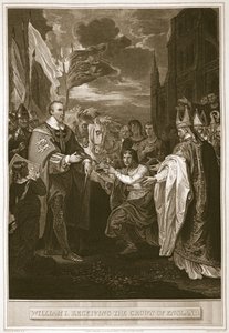 Wilhelm I. erhält die Krone von England, graviert von George Noble, Illustration aus David Humes 