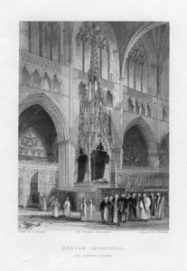 Der Bischofsthron, Exeter Cathedral, Devon, um 1836-1842 von Benjamin Winkles