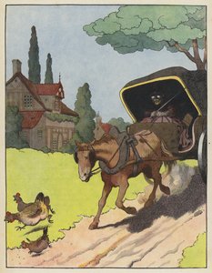 Hühner erschreckt von einem Pferdewagen von Benjamin Rabier