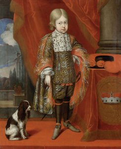 Der zukünftige Kaiser Joseph I. 1678-1711 im Alter von sechs Jahren mit einem Hund von Benjamin von Block