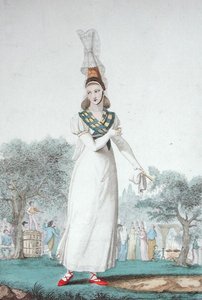 Eine Cauchoise in der traditionellen Festtagskleidung, graviert von Gatine um 1830 von Benoit (after) Pecheux