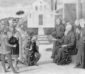 Totila vor dem heiligen Benedikt