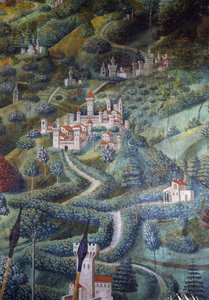Burgen (Detail) von Benozzo di Lese di Sandro Gozzoli