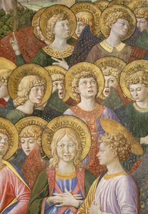 Engelschor, Detail aus dem Zyklus der Reise der Heiligen Drei Könige in der Kapelle, ca. 1460 (Detail)