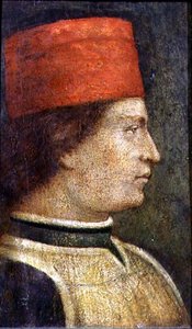 Kopf eines Mannes mit rotem Hut von Benozzo di Lese di Sandro Gozzoli