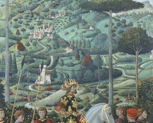 Johannes VII. Palaiologos (1391-1448), oströmischer Kaiser, als Balthasar, einer der drei Könige, Detail aus dem Zyklus der Reise der Heiligen Drei Könige in der Kapelle, um 1460 von Benozzo di Lese di Sandro Gozzoli