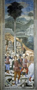 Liverierte Bogenschützen, Detail aus dem Zyklus Die Reise der Heiligen Drei Könige in der Kapelle, ca. 1460 (Fresko) von Benozzo di Lese di Sandro Gozzoli