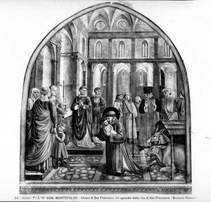St. Franziskus wiegt das Christkind in Greccio von Benozzo di Lese di Sandro Gozzoli