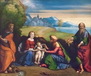 Heilige Familie mit Joachim und Anna von Benvenuto Tisi da Garofalo