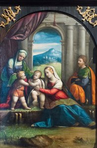 Heilige Familie mit Johannes und Elisabeth von Benvenuto Tisi da Garofalo