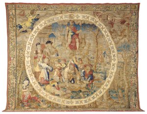 Brüsseler allegorischer Wandteppich, der den Monat Dezember aus "Die Medaillon-Monate" darstellt, ca. 1525