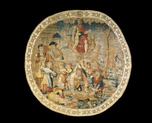 Brüsseler allegorischer Wandteppich, der den Monat Dezember aus "Die Medaillon-Monate" darstellt, ca. 1525 von Bernaert van Orley
