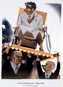 Karikatur von Louis-Ferdinand Céline (1894-1961) (Louis Ferdinand Céline) - Illustration von Bernard Becan (Bernhard Kahn) (1890-1943) in „Fantasio“ vom 15.01.1933 von Bernard Becan