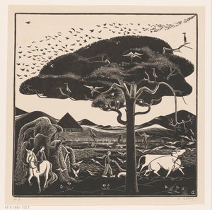 Pflügende Ochsen von Bernard Essers (signed by artist)