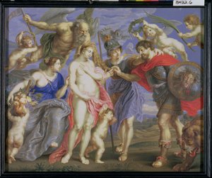 Mars von Minerva zu Gelegenheit eingeführt, begleitet von Ceres, nach einem Gemälde von Peter Paul Rubens (1577-1640)
